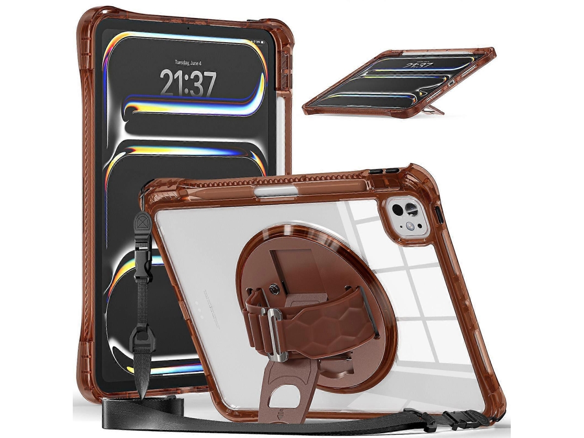 Capa Híbrida Transparente De Tpu Com Suporte Giratório Para Ipad Pro 11 2024.