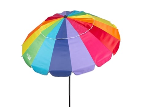 Chapéu de Sol de Praia AKTIVE à Prova de Vento com Mastro Basculante Azul (Ø195cm)