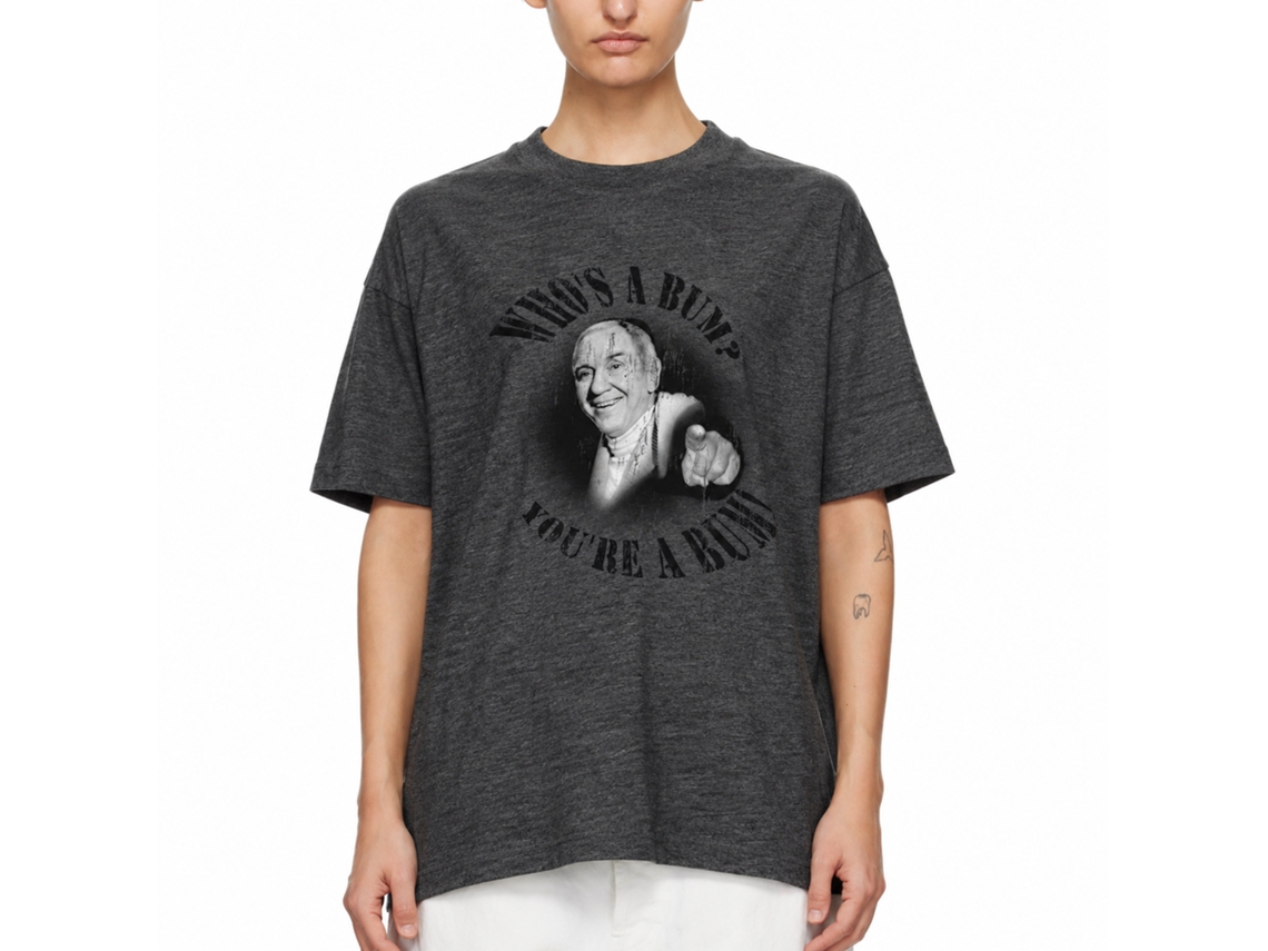 Rockinstone Rocky Movie Who's A Bum Heather Black Adult T-shirt Size:xxxl