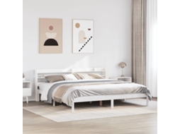 Vidaxl Cama Sem Colchão 200x200 Cm Madeira De Pinho Maciça Branco