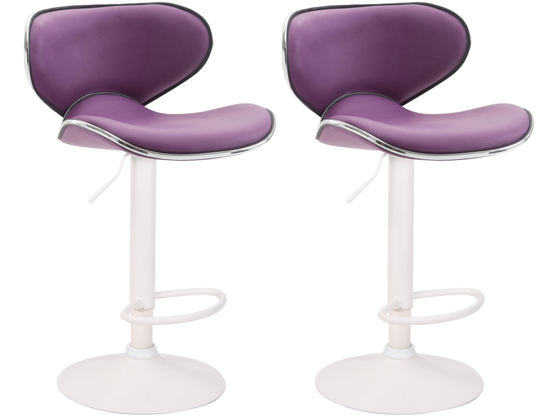 Taburetes De Bar Las Vegas V2 - Clp - Violeta-branco - Couro Sintético - Altura Ajustável - Design Contemporâneo