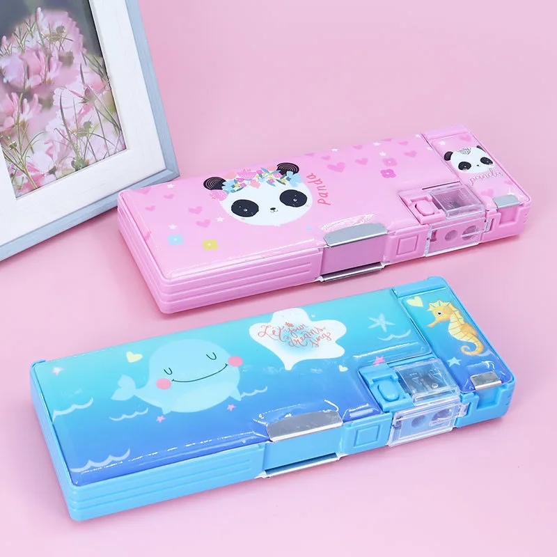 Estojo para Lápis, Plástico, Desenho Animado, Kawaii, Escolar, Estudantes, Infantil AQUAFORGE