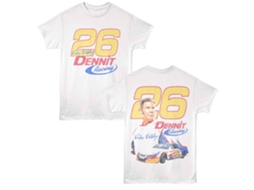 Unisex Adult T-shirt Rockinstone Talledega Nights Dennit Racing 26 White Front Back Printsizexxl