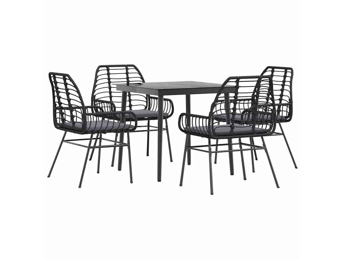 Garden Dining Set, Garden Dining Sets Vidaxl Preto Rattan / Vime (80 Cm Table Length)
