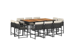 Conjunto de 11 Jantar para Jardim com Almofadões Vime Pe Preto MAISON EXCLUSIVE