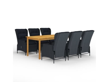 7 Pcs Conjunto de Jantar para Jardim Cinzento-Escuro COMFORTXL