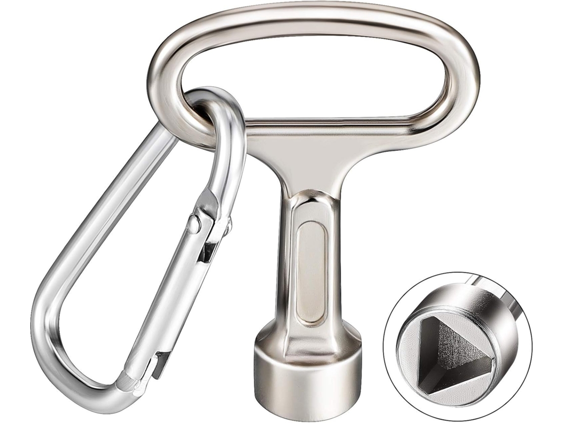 Chave Triangular Para Caixa De Medidor, Chave De Soquete Triangular Prateada Com Chaveiro Para Caixa De Medidor De Gás, Água E Eletricidade Brilvibera