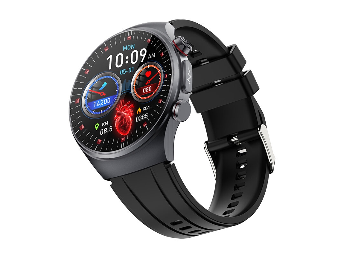 Relógio Inteligente Com Ecrã Amoled De 1,43inch,couro Castanho Et488,microexame De Ecg,análise De Fadiga,chamada Bluetooth,saúde Mdug