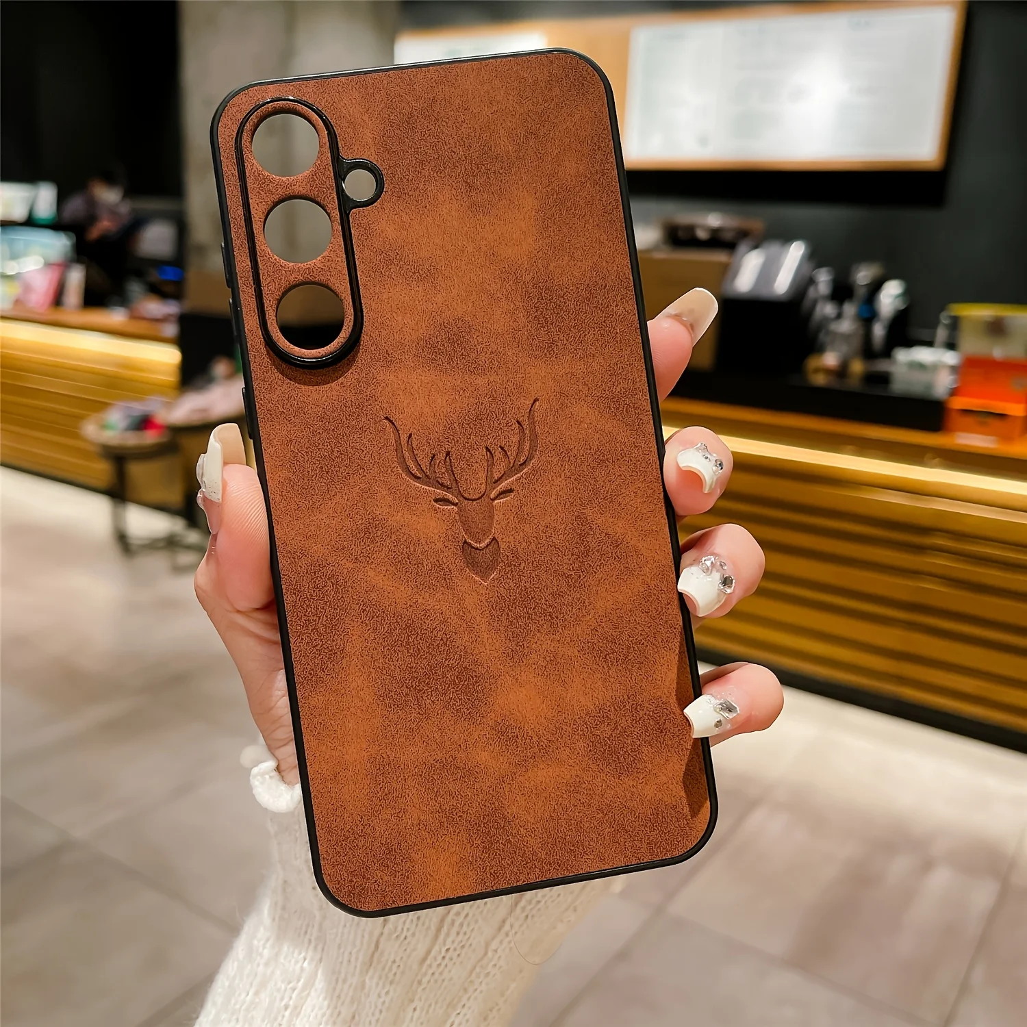 Capa Traseira Em Couro Fosco (galaxy S23 Marrom) Para Celulares Samsung