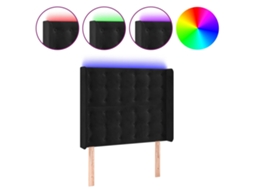 Led Headboard, Led Headboards Vidaxl Preto Veludo (103 X 16 X 118/128 Cm)