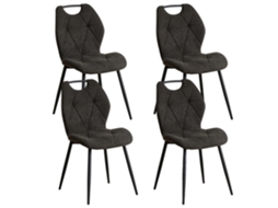 Cadeira De Jantar, Veludo Confortável, Design Moderno Minimalista, 4pcs Preto