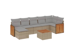 Conjunto de 8 sofás de jardim com almofadões Vime Pe Bege MAISON EXCLUSIVE (8 peças)