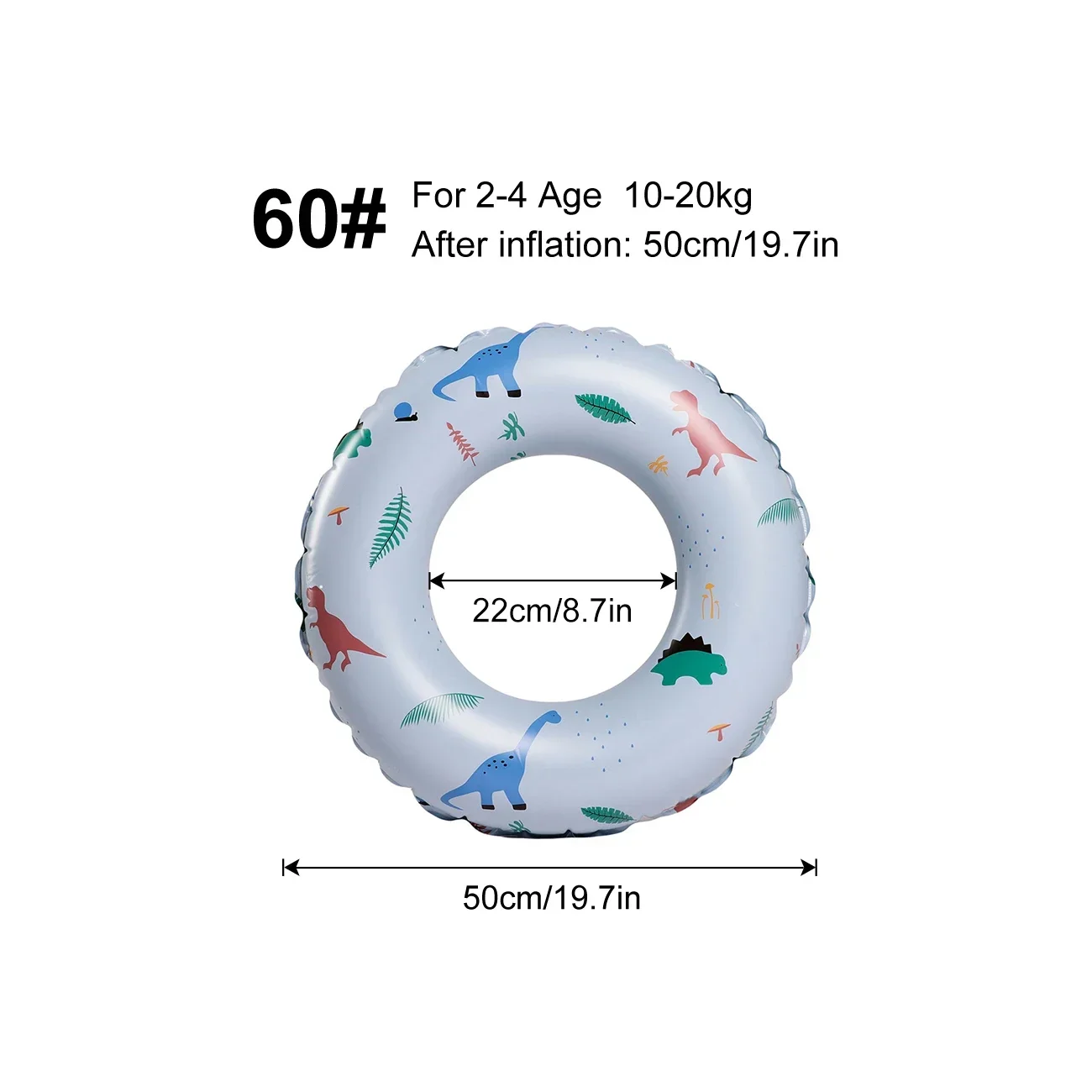 Boia Inflável De Dinossauro Para Piscina (tamanho Adulto), Azul Claro, Tamanho 60.