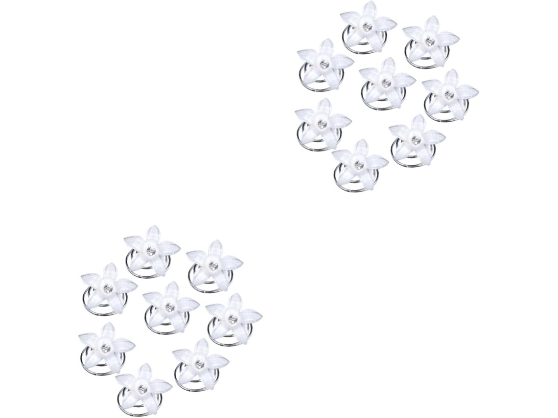 Conjunto De 16 Presilhas De Cabelo Em Formato De Flor Com Espiral E Cristais Para Casamentos E Eventos Especiais.