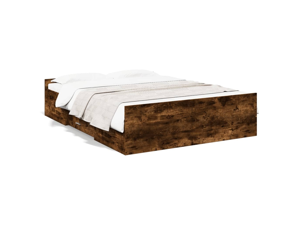 Estrutura de Cama com Gavetas Derivados de Madeira Carvalho Fumado MAISON EXCLUSIVE