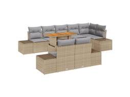 Conjunto 9 Sofá De Jardim Vidaxl Bege Vime Pe (100 X 55 X 73 Cm)