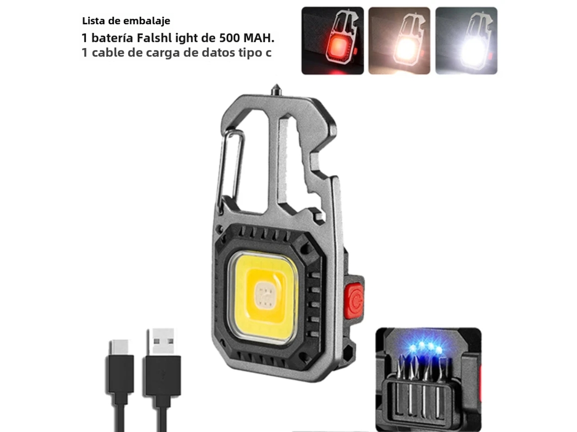 Mini Lanterna Led Portátil com Clipe para Cinto, Bateria Integrada de 500mah e Carregamento Tipo c. MDUG