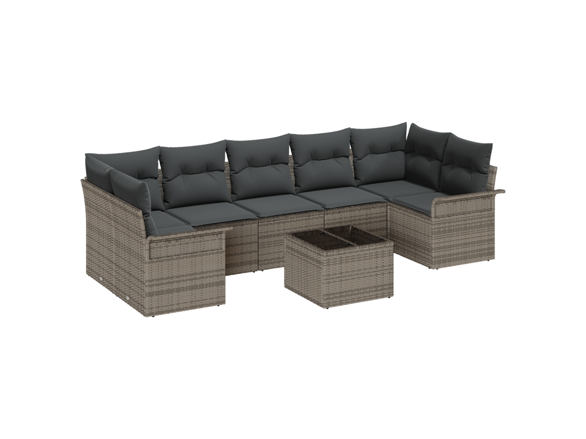 Conjunto 8 Conjunto De Sofá De Jardim Vidaxl Cinzento Vime Pe (55 X 55 X 37 Cm)