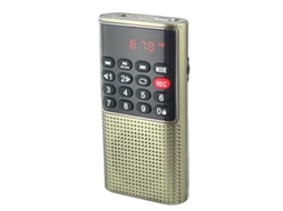 Mini Rádio Fm Portátil, Gravador de Fita e Bateria Recarregável de Longa Duração. MDUG (dourado)