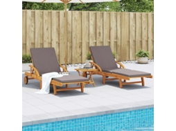 Vidaxl Espreguiçadeiras C/ Almofadões 2 Pcs 200x68x83 Cm Acácia Maciça