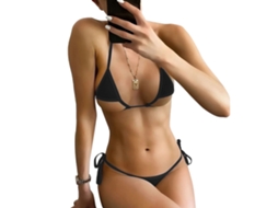 Traje de Banho Duas Peças com Cinto Triangular Preto S