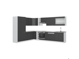 Cozinha de canto Fame-Line, 347 x 257 cm sem bancada, Casa de campo antracite/branco, Vicco