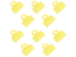 Conjunto de 10 clipes de fixação para portas e reguladores de portas, em plástico amarelo.