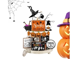 Decorações De Halloween Para Bandejas De Vários Andares, Painéis De Madeira Assustadores |