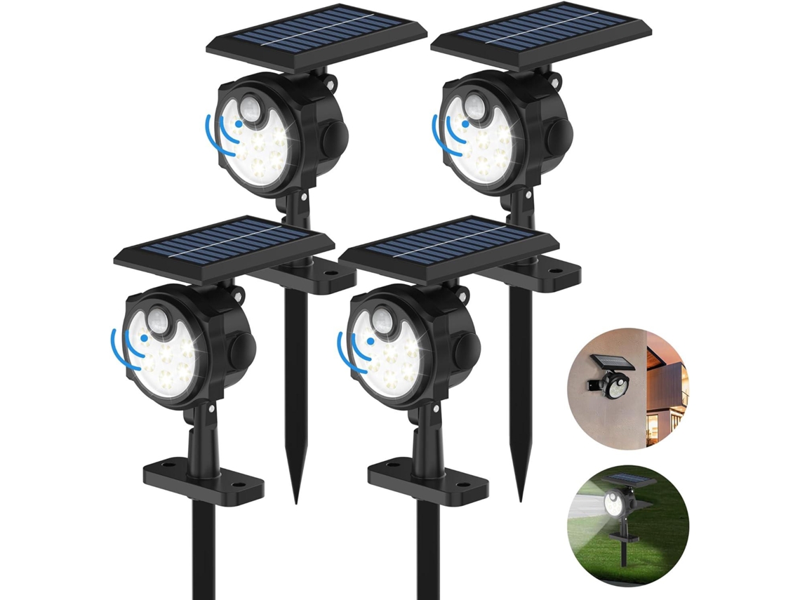 Lote De 4 Lâmpadas Solares Exteriores Com Sensor De Movimento,3 Modos De Iluminação,ip65 À Prova Dágua Btforus