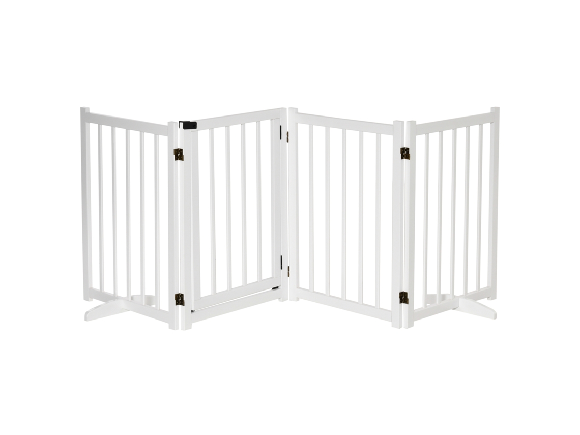 Portão Cães Dobrável Porta Trava Corredores 237,5x36x80 Cm Branco