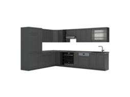 Cozinha Em Ângulo Fame Line, 347x60cm, Pt Antracite, Antracite Dourado Landhaus, Antracite, Vicco