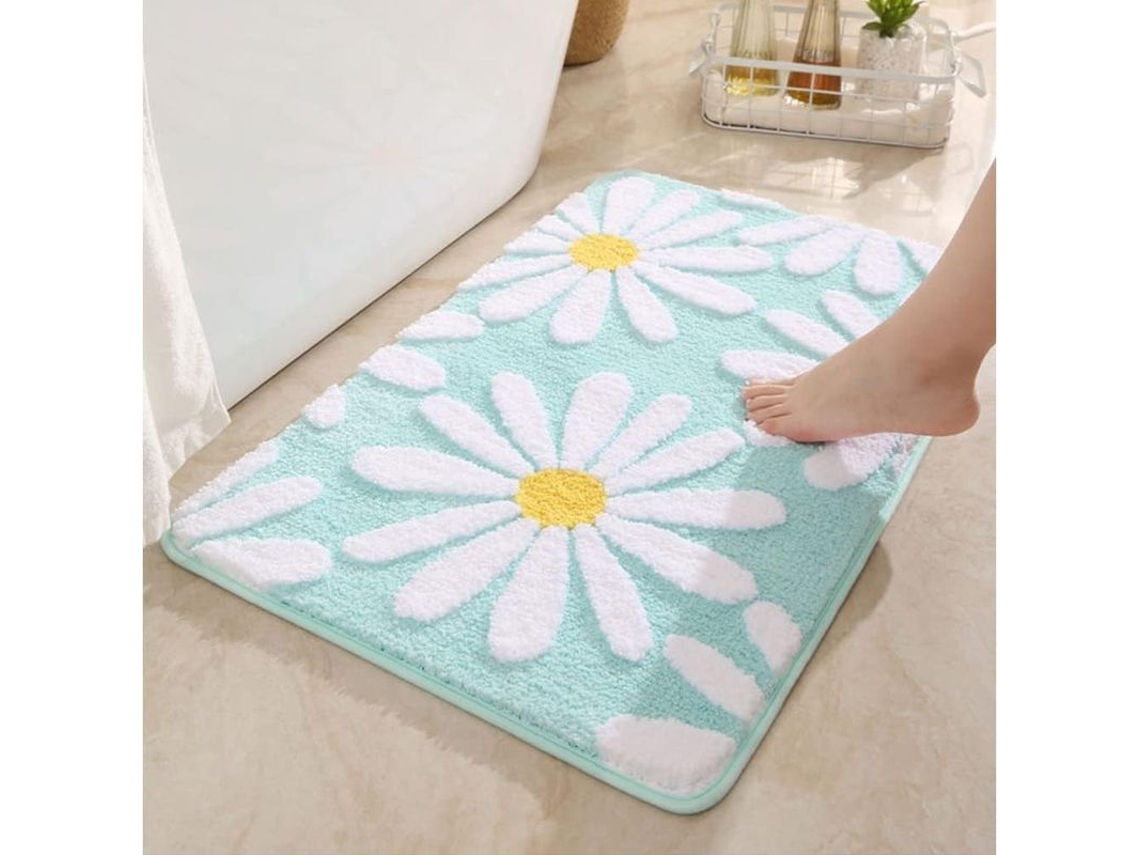Nova Line tapete de Banho Flor Daisy Fofo, Tapete Cartoon Verde Peludo para Banheiro Lar Dvm