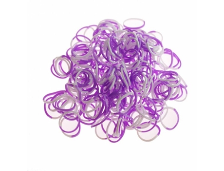 200 Elásticos Loom Bicolores Violeta Branco