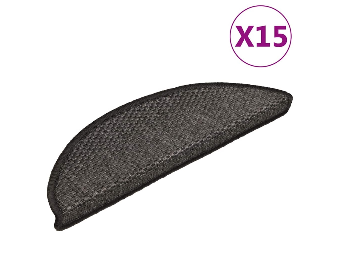 Vidaxl Tapetes Escada Adesivos Aspeto Sisal 15 Pcs 56x17x3cm Antracite