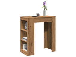 Vidaxl Mesa De Bar C/ Prateleiras Derivados Madeira Carvalho Artisiano