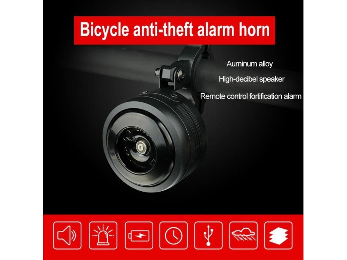Um Estilo 125Db Carga Usb Bicicleta Ciclo Sino Elétrico Motocicleta Scooter Trompete Buzina Alarme Anti-Roubo Sirene Opcional e Controle Remoto