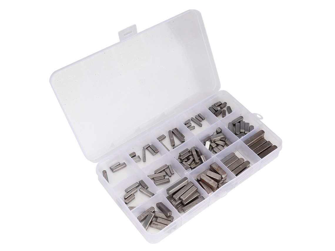 Conjunto de 140 peças de chaveta paralela para transmissão profissional Eixo com pontas redondas de 3 mm e 4 mm.