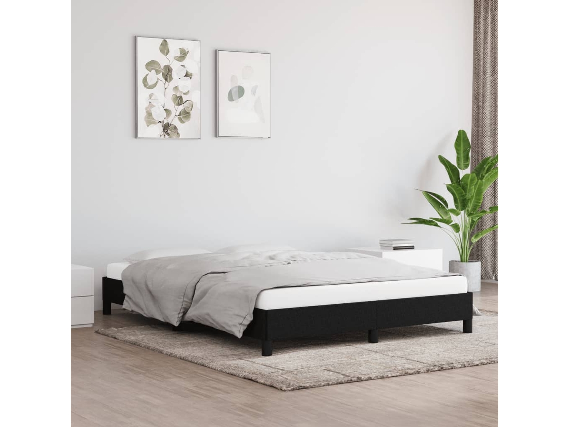 Vidaxl Estrutura De Cama Sem Colchão 140x200 Cm Tecido Preto