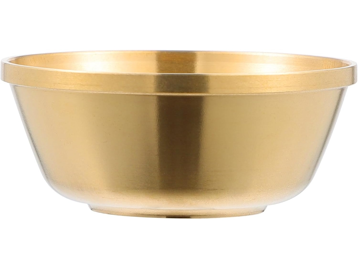 Tigela Sacrificial Budista Cobre Espesso Acabamento Dourado Oferendas Design Clássico Requintado Ideal GOKOCO