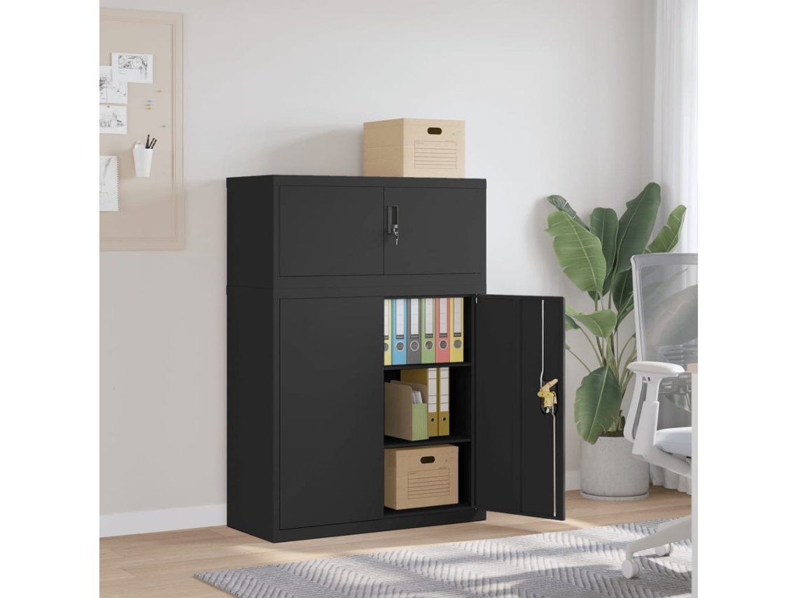 Vidaxl Arquivador 90x40x130 Cm Aço Preto
