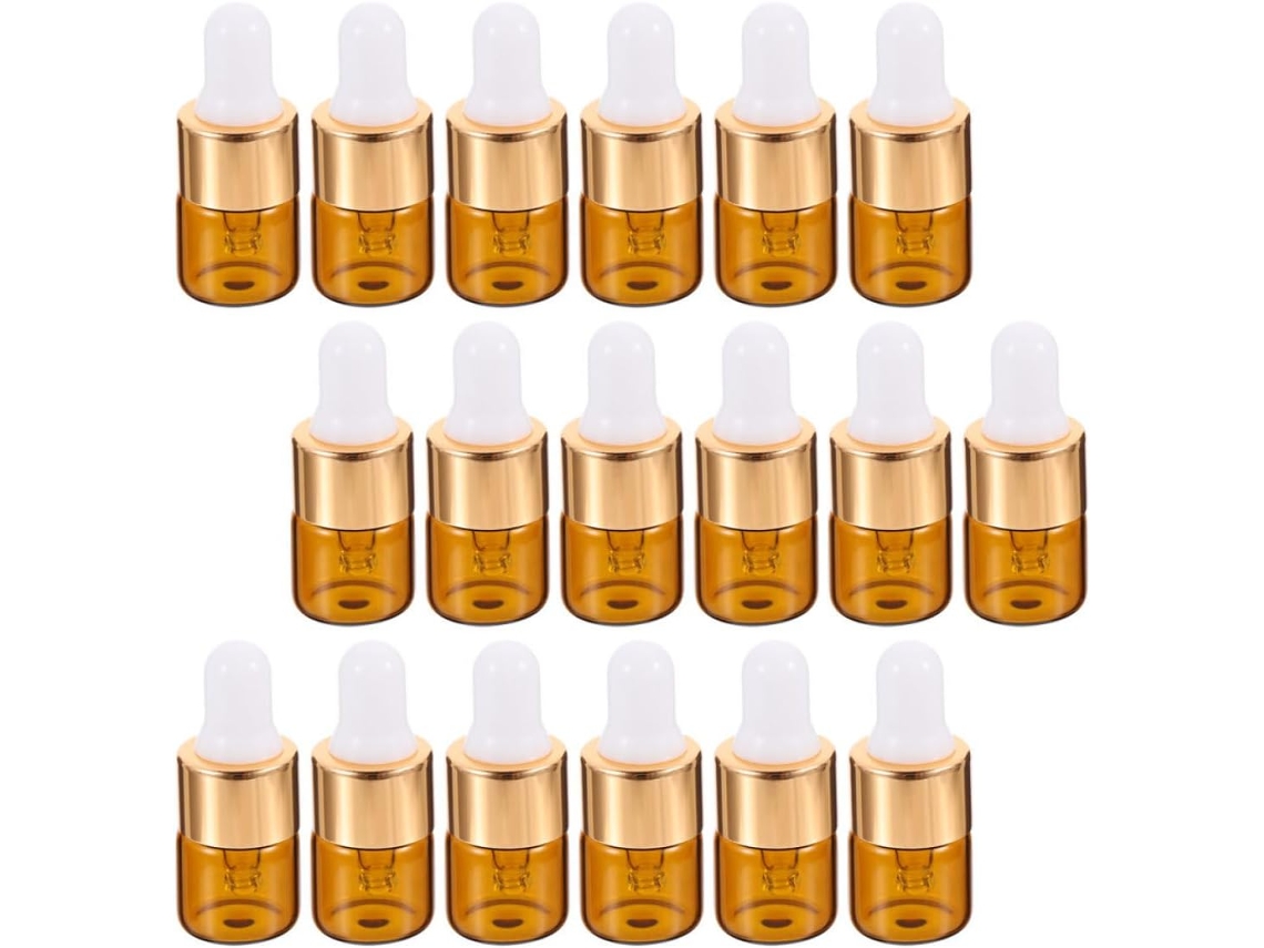 25 Frascos de Perfume de Vidro de 1ml com Conta-gotas, Frascos Pequenos