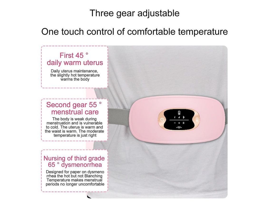 2026 cinturão Elétrico de Aquecimento com Massagem para Alivio de Dor Menstrual e Cramps