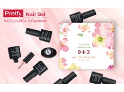 Kit De Esmalte De Unha Em Gel Pretfy 9 Cores Com Base E Top Coat Brilhante E Mate Para Uso Em Casa E Salão De Beleza