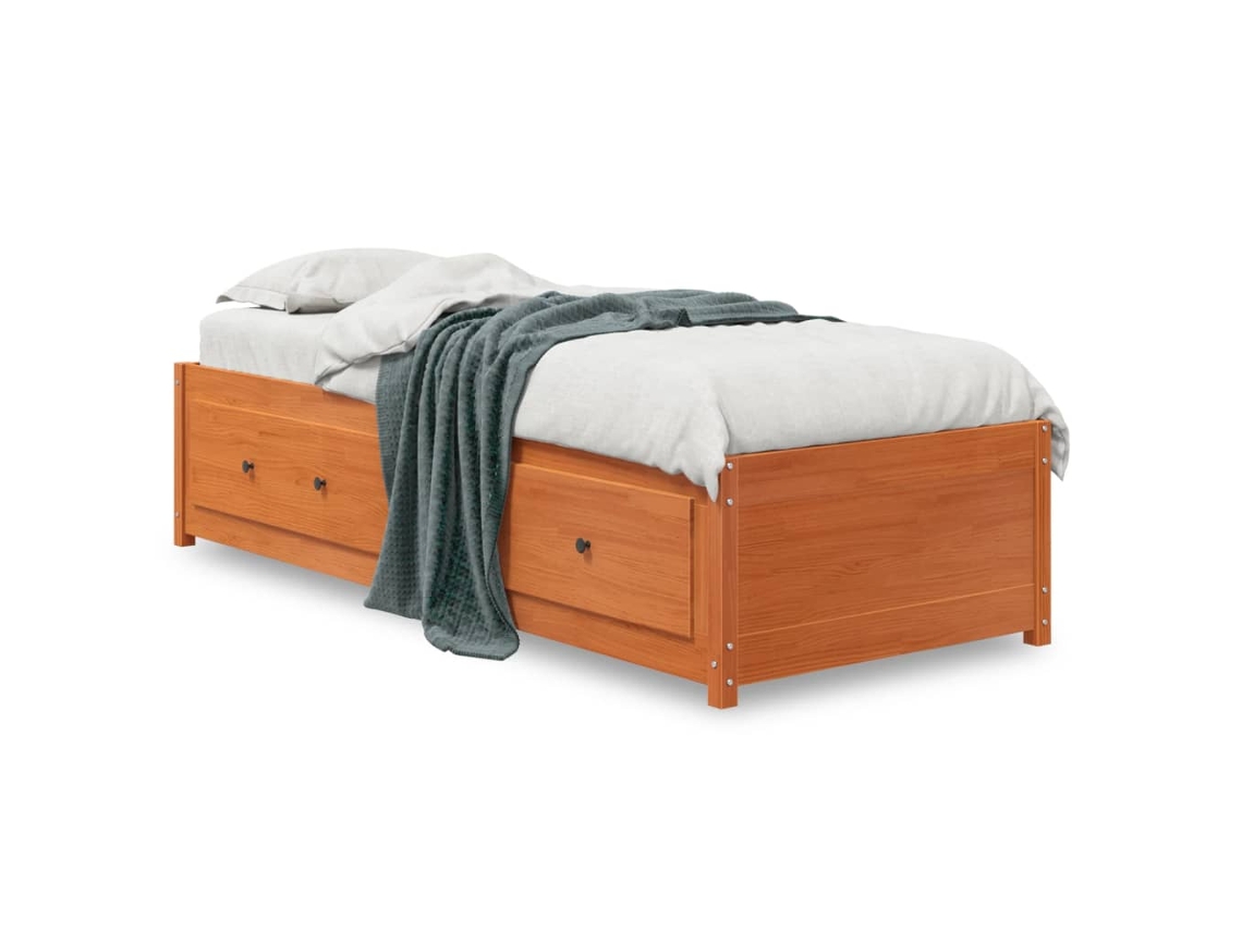 Sofá-cama VIDAXL madeira de pinho maciça castanho cera (75x190 cm)