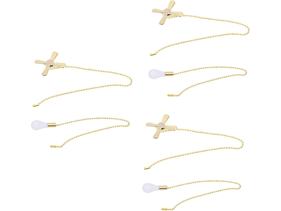 Conjunto Com 3 Ventiladores De Teto E Luminárias Pendentes Com Conector Dourado.