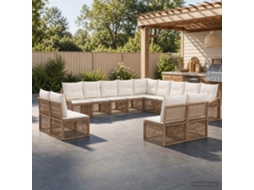 Vidaxl Conjunto De Sofá De Jardim 13 Unid. Bege Vime Pe