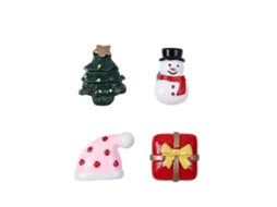 Broche De Natal Em Resina Com Chapéu De Boneco De Neve, Árvore E Caixa De Presente. Hengjian