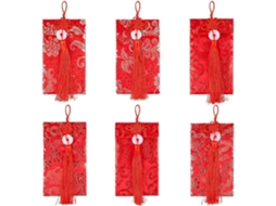 Omni 6 Sobres Rojos de Seda para Año Nuevo Chino, 3 Estilos Con Motivos Dragón Y Fénix, para Ocasiones Especiales
