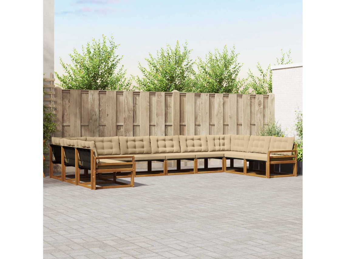 Vidaxl Conjunto De Sofás Para Exterior 10 Unid. Natural E Bege