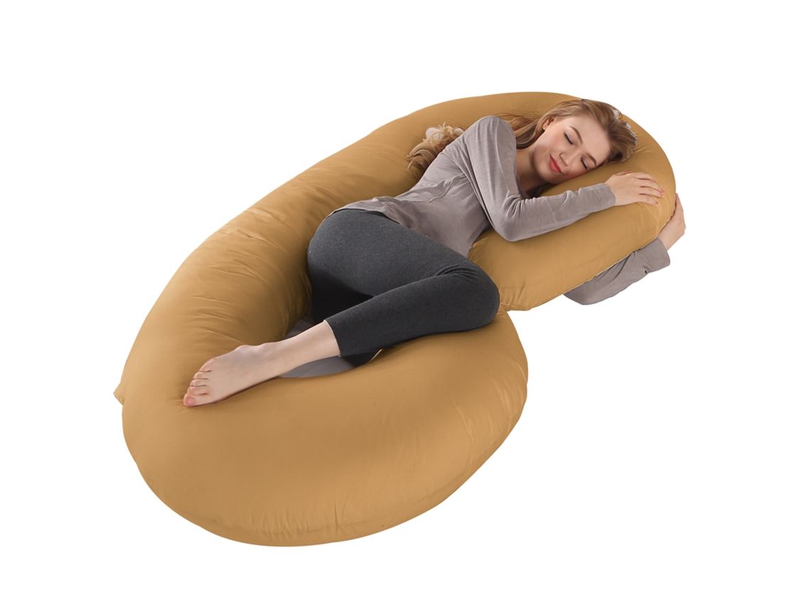 Almofada para Grávidas, Travesseiro de Apoio para o Corpo Todo, Alivia Dores nas Costas e Pescoço Gravidez SPQMENT (150x80cm amarelo Escuro)